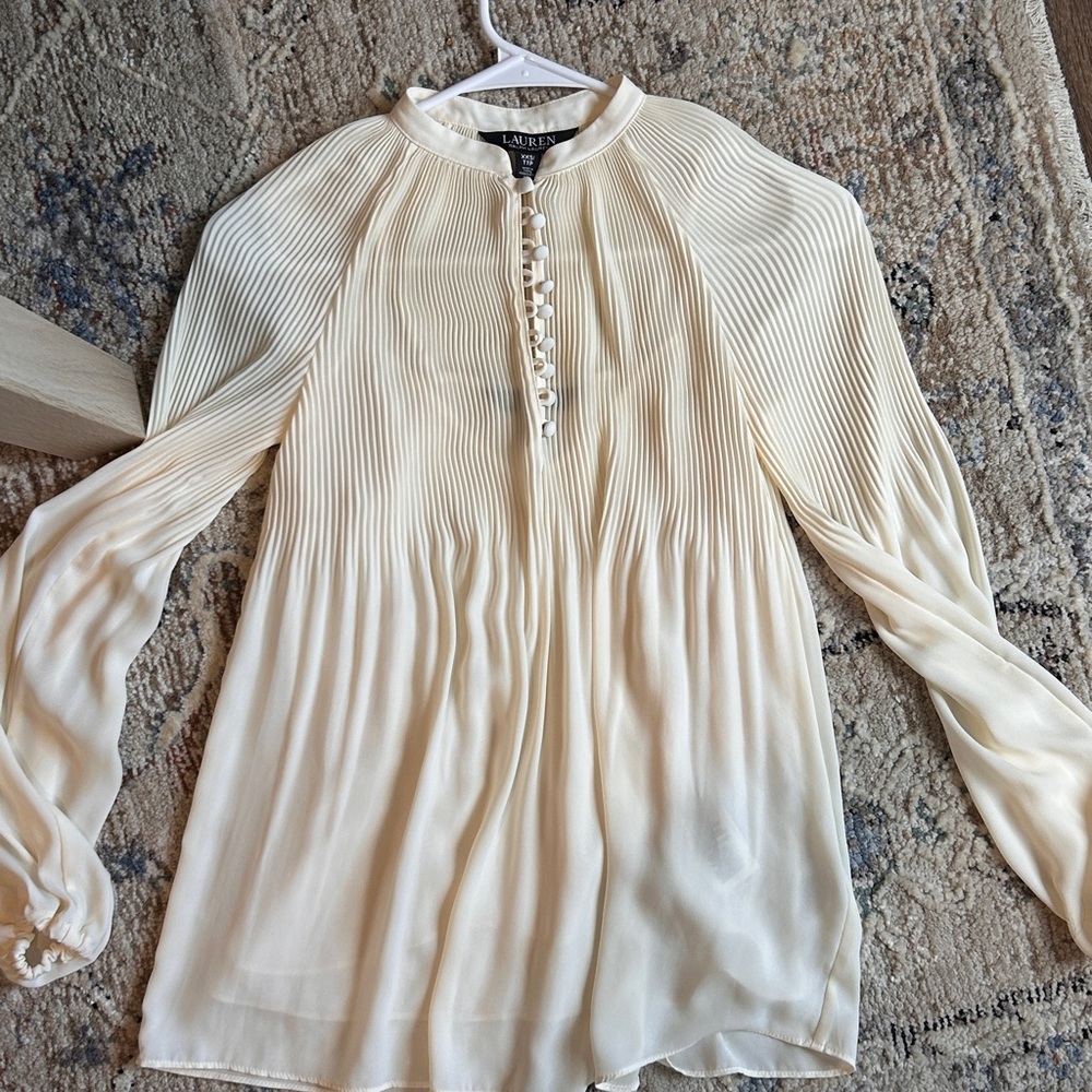 Ralph Lauren Ivory Pleated Blouse